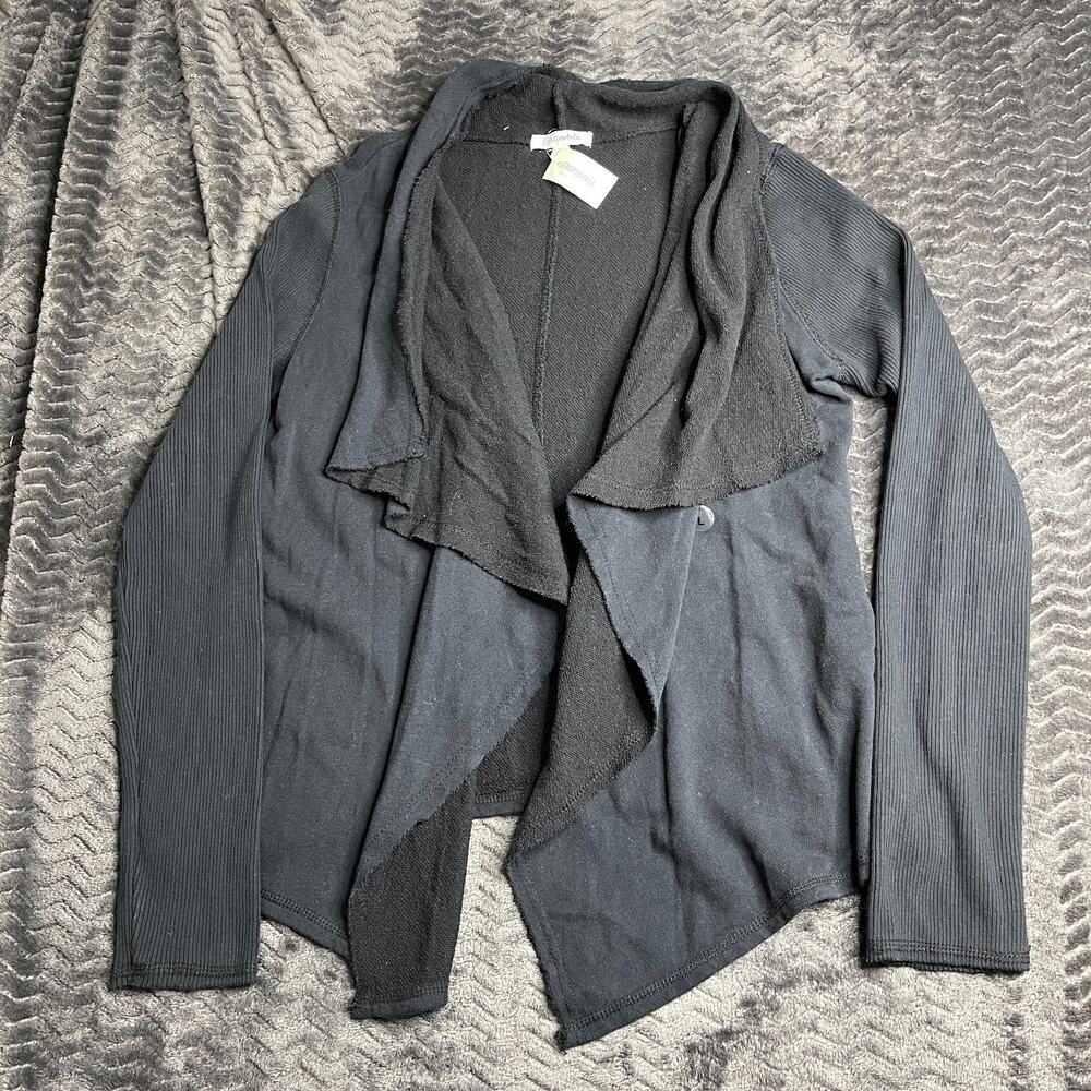 Aeropostale Open Draped Waterfall Front Cardigan Size Large black NWT